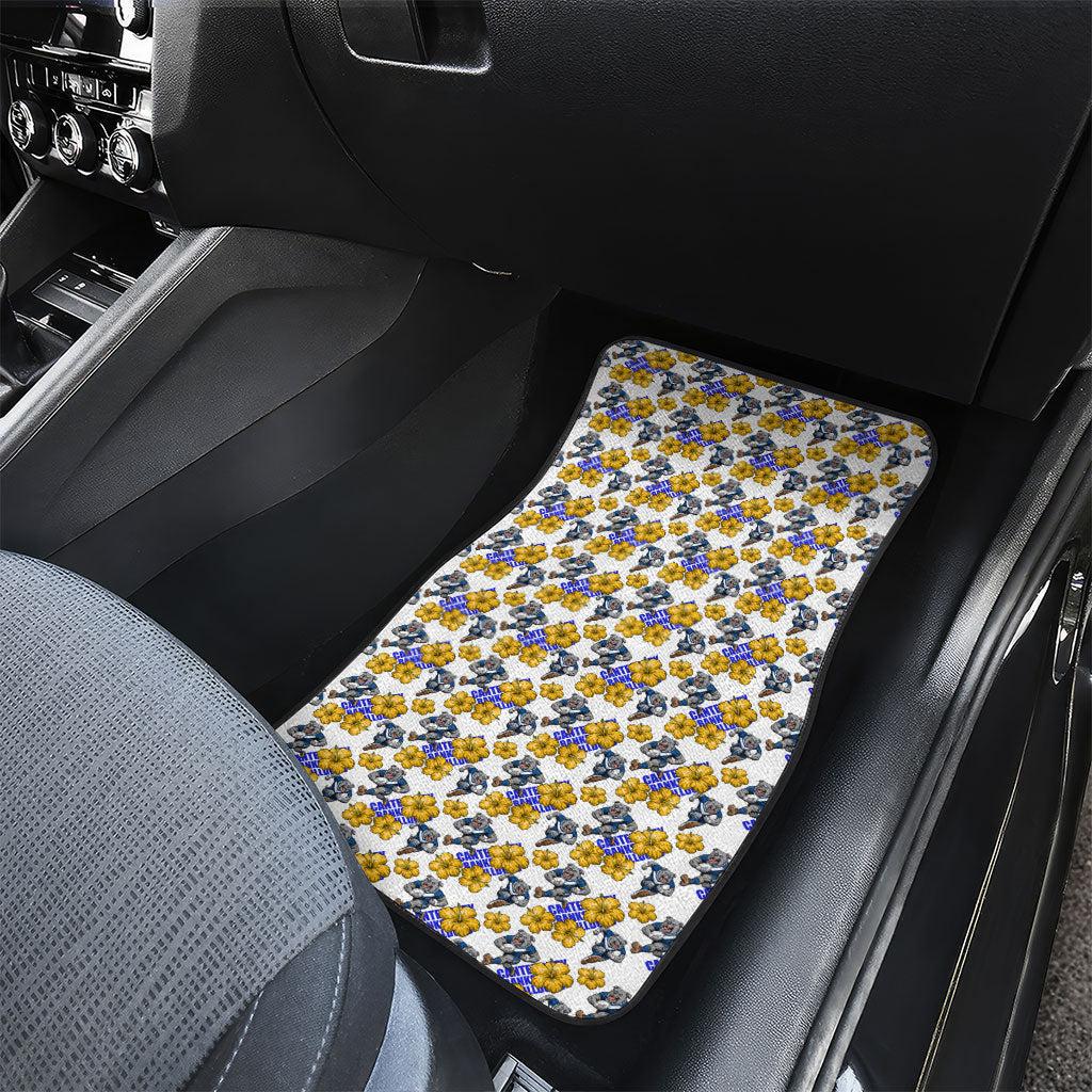 Canterbury-Bankstown Bulldogs Car Mats Tropical Hibiscus Floral Seamless Rugby Mascot