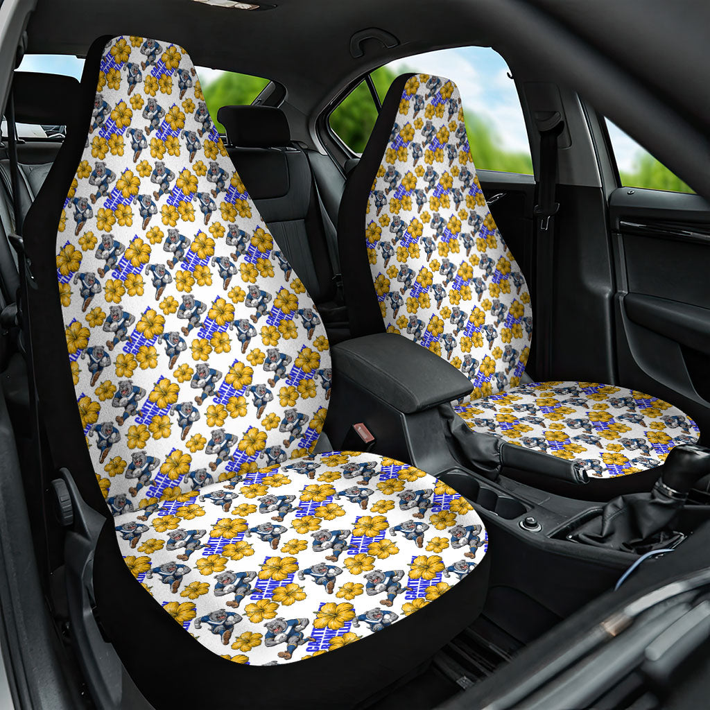 Canterbury-Bankstown Bulldogs Car Seat Cover Tropical Hibiscus Floral Seamless Rugby Mascot