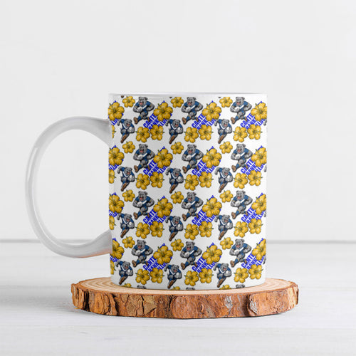 Canterbury-Bankstown Bulldogs Ceramic Mug Tropical Hibiscus Floral Seamless Rugby Mascot