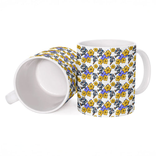 Canterbury-Bankstown Bulldogs Ceramic Mug Tropical Hibiscus Floral Seamless Rugby Mascot