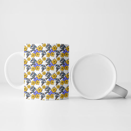 Canterbury-Bankstown Bulldogs Ceramic Mug Tropical Hibiscus Floral Seamless Rugby Mascot