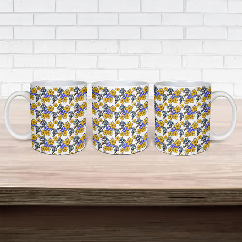 Canterbury-Bankstown Bulldogs Ceramic Mug Tropical Hibiscus Floral Seamless Rugby Mascot