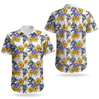 Canterbury-Bankstown Bulldogs Couples Matching Mermaid Dress and Hawaiian Shirt Tropical Hibiscus Floral Seamless Rugby Mascot