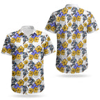 Canterbury-Bankstown Bulldogs Couples Matching Puletasi and Hawaiian Shirt Tropical Hibiscus Floral Seamless Rugby Mascot
