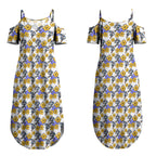 Canterbury-Bankstown Bulldogs Couples Matching Summer Maxi Dress and Long Sleeve Button Shirt Tropical Hibiscus Floral Seamless Rugby Mascot