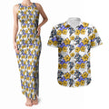 Canterbury-Bankstown Bulldogs Couples Matching Tank Maxi Dress and Hawaiian Shirt Tropical Hibiscus Floral Seamless Rugby Mascot