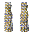 Canterbury-Bankstown Bulldogs Couples Matching Tank Maxi Dress and Hawaiian Shirt Tropical Hibiscus Floral Seamless Rugby Mascot