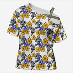 Canterbury-Bankstown Bulldogs Cross Shoulder Shirt Tropical Hibiscus Floral Seamless Rugby Mascot