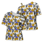 Canterbury-Bankstown Bulldogs Cross Shoulder Shirt Tropical Hibiscus Floral Seamless Rugby Mascot