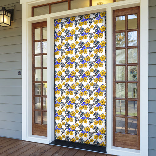 Canterbury-Bankstown Bulldogs Door Cover Tropical Hibiscus Floral Seamless Rugby Mascot