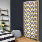 Canterbury-Bankstown Bulldogs Door Cover Tropical Hibiscus Floral Seamless Rugby Mascot