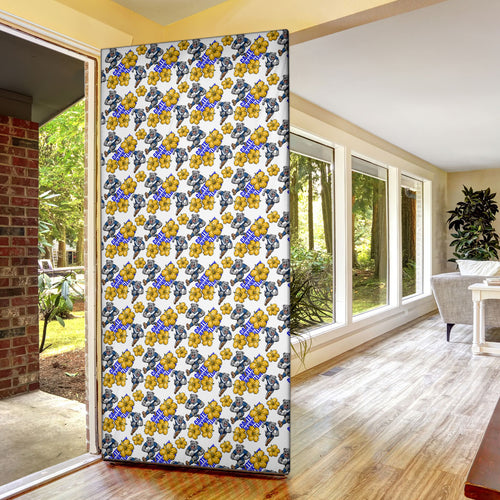 Canterbury-Bankstown Bulldogs Door Cover Tropical Hibiscus Floral Seamless Rugby Mascot