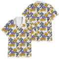Canterbury-Bankstown Bulldogs Family Matching Off Shoulder Short Dress and Hawaiian Shirt Tropical Hibiscus Floral Seamless Rugby Mascot