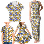 Canterbury-Bankstown Bulldogs Family Matching Tank Maxi Dress and Hawaiian Shirt Tropical Hibiscus Floral Seamless Rugby Mascot
