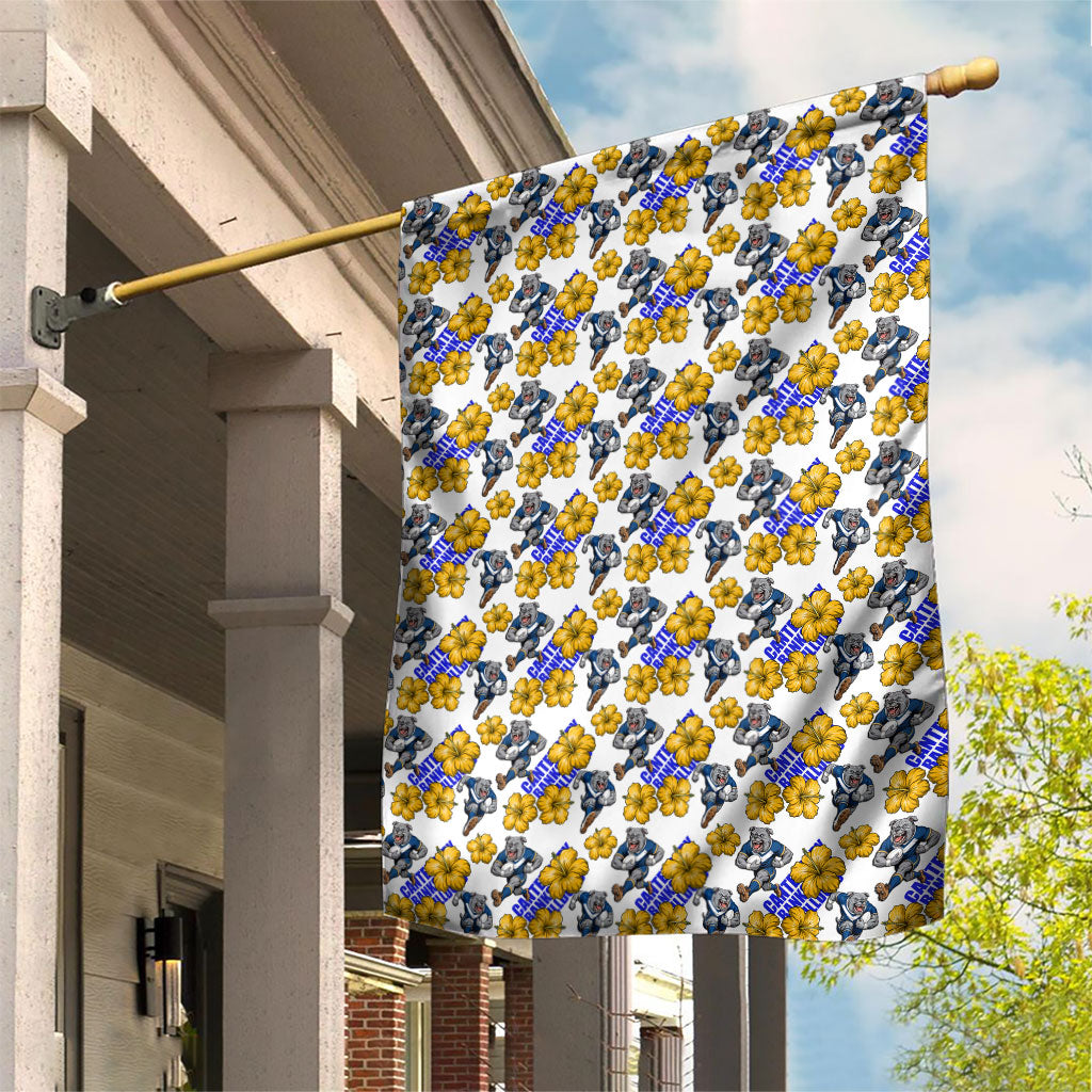 Canterbury-Bankstown Bulldogs Garden Flag Tropical Hibiscus Floral Seamless Rugby Mascot