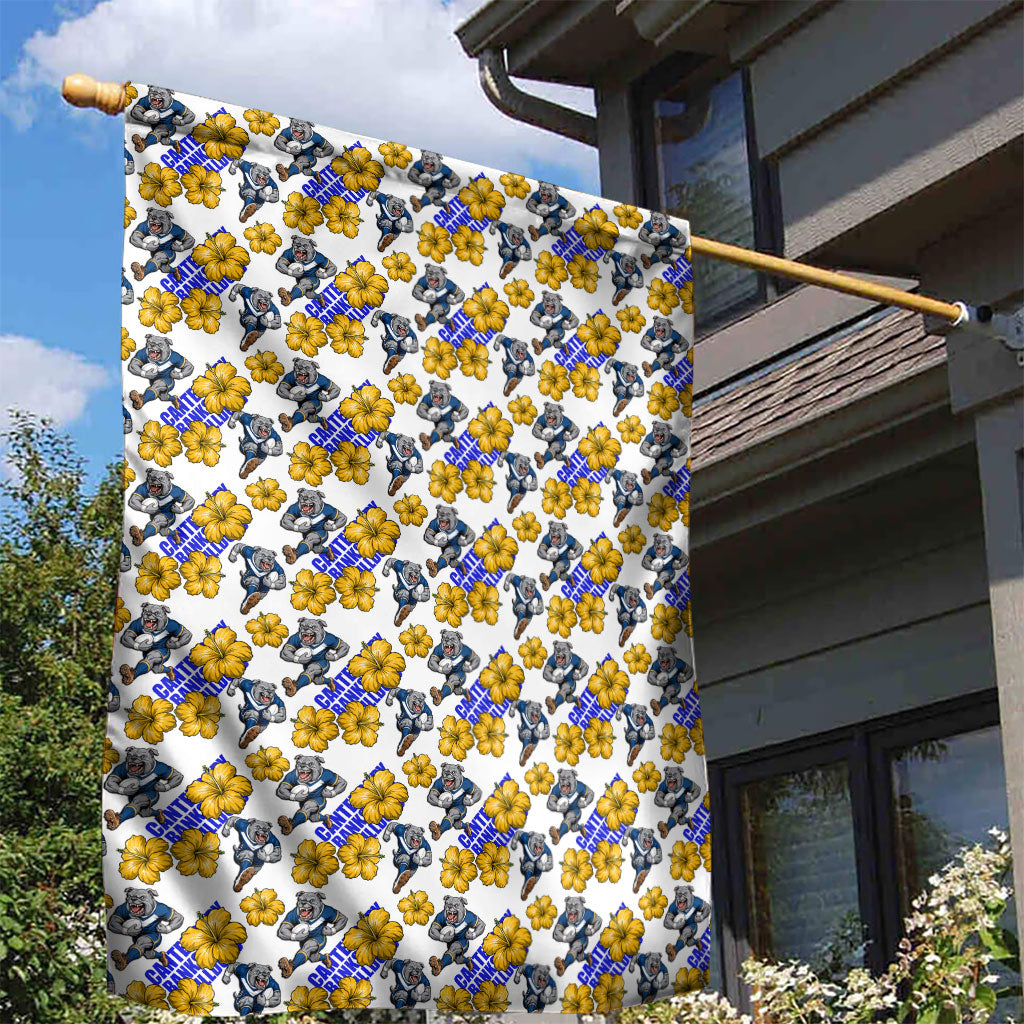 Canterbury-Bankstown Bulldogs Garden Flag Tropical Hibiscus Floral Seamless Rugby Mascot