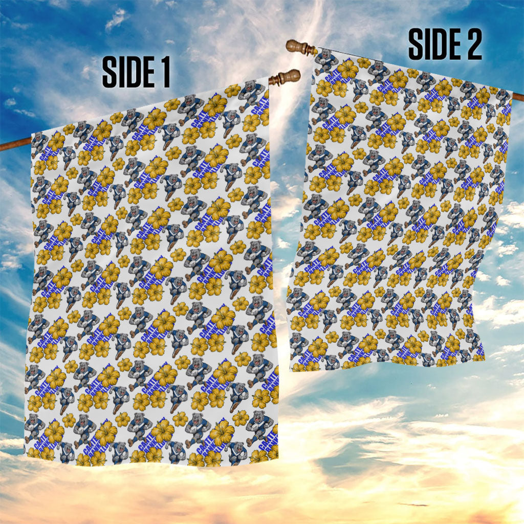 Canterbury-Bankstown Bulldogs Garden Flag Tropical Hibiscus Floral Seamless Rugby Mascot