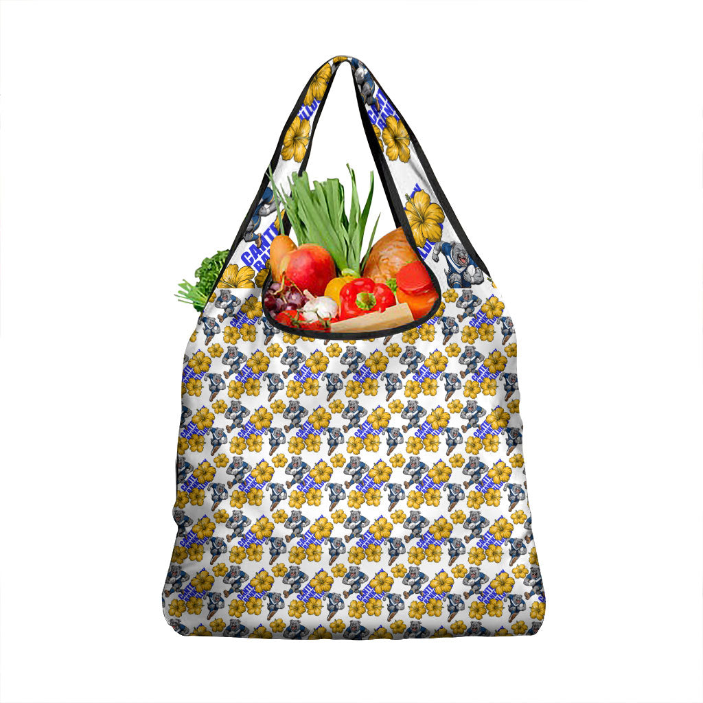 Canterbury-Bankstown Bulldogs Grocery Bag Tropical Hibiscus Floral Seamless Rugby Mascot