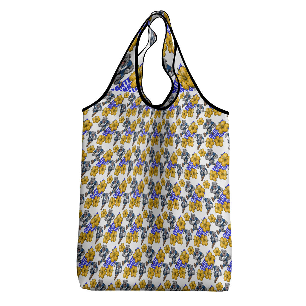 Canterbury-Bankstown Bulldogs Grocery Bag Tropical Hibiscus Floral Seamless Rugby Mascot