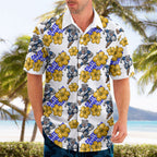 Canterbury-Bankstown Bulldogs Hawaiian Shirt Tropical Hibiscus Floral Seamless Rugby Mascot