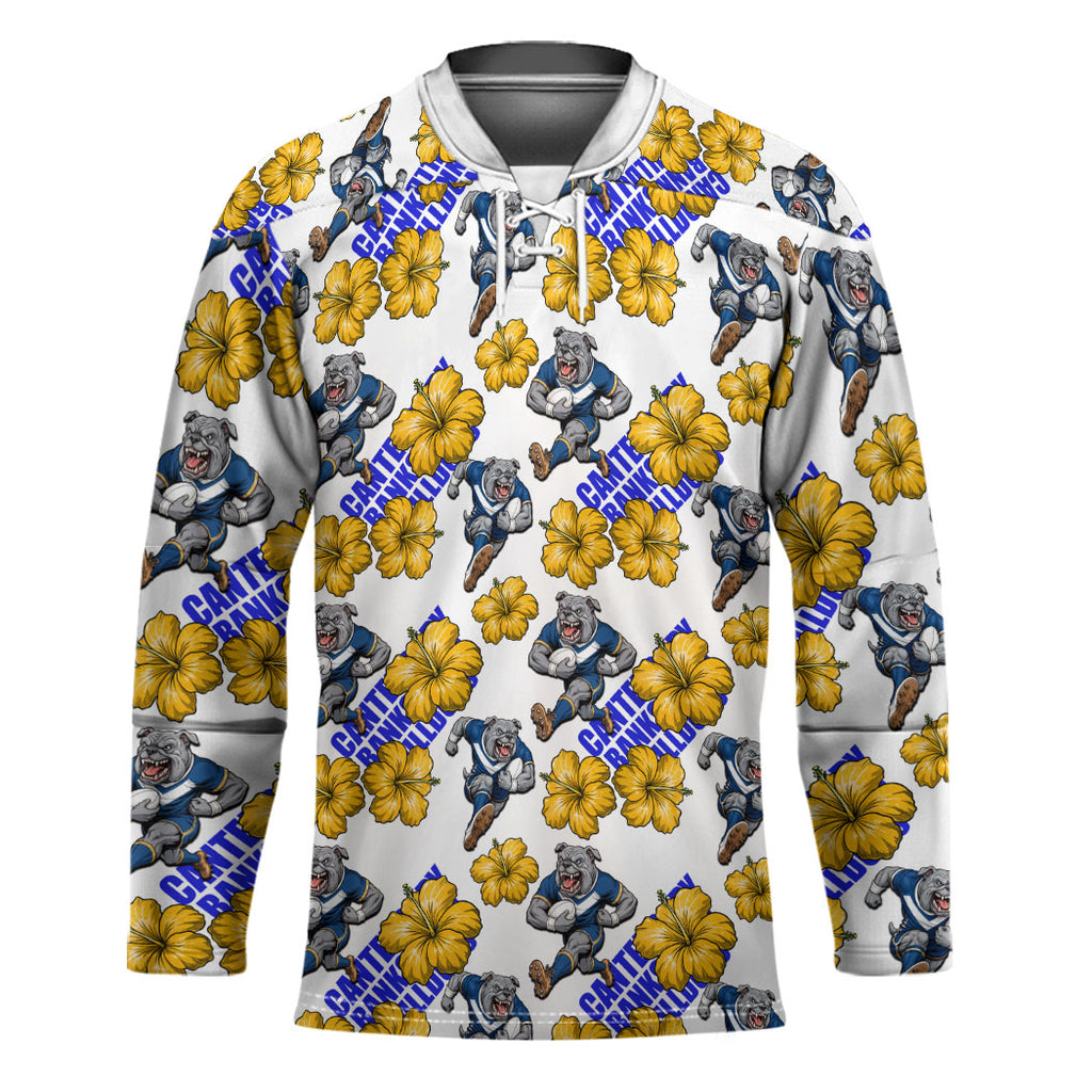 Canterbury-Bankstown Bulldogs Hockey Jersey Tropical Hibiscus Floral Seamless Rugby Mascot