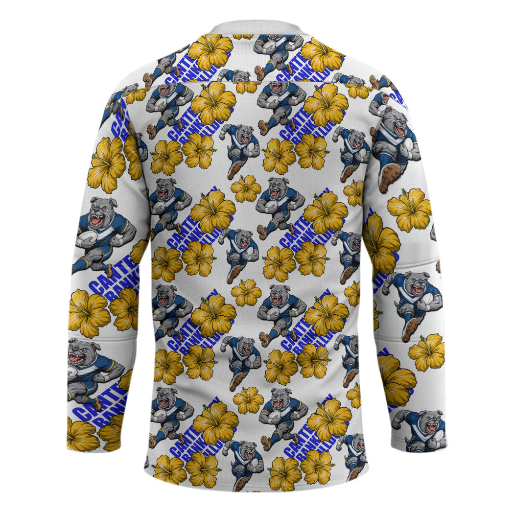 Canterbury-Bankstown Bulldogs Hockey Jersey Tropical Hibiscus Floral Seamless Rugby Mascot