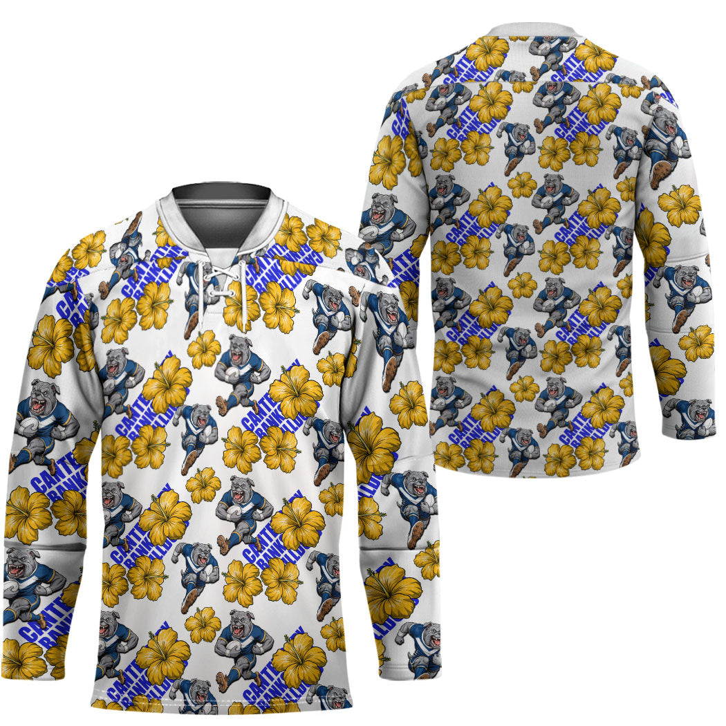 Canterbury-Bankstown Bulldogs Hockey Jersey Tropical Hibiscus Floral Seamless Rugby Mascot
