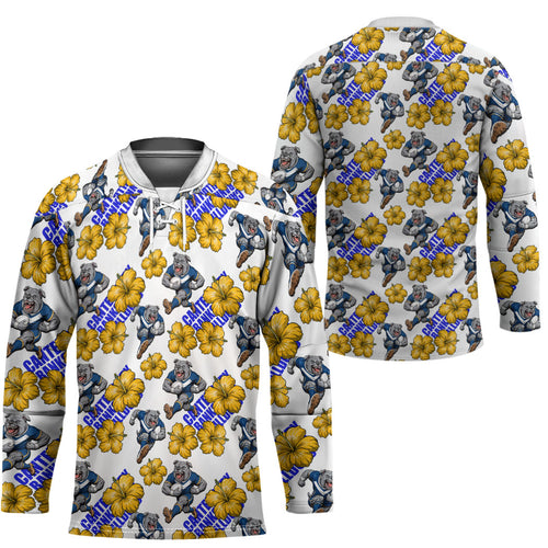 Canterbury-Bankstown Bulldogs Hockey Jersey Tropical Hibiscus Floral Seamless Rugby Mascot