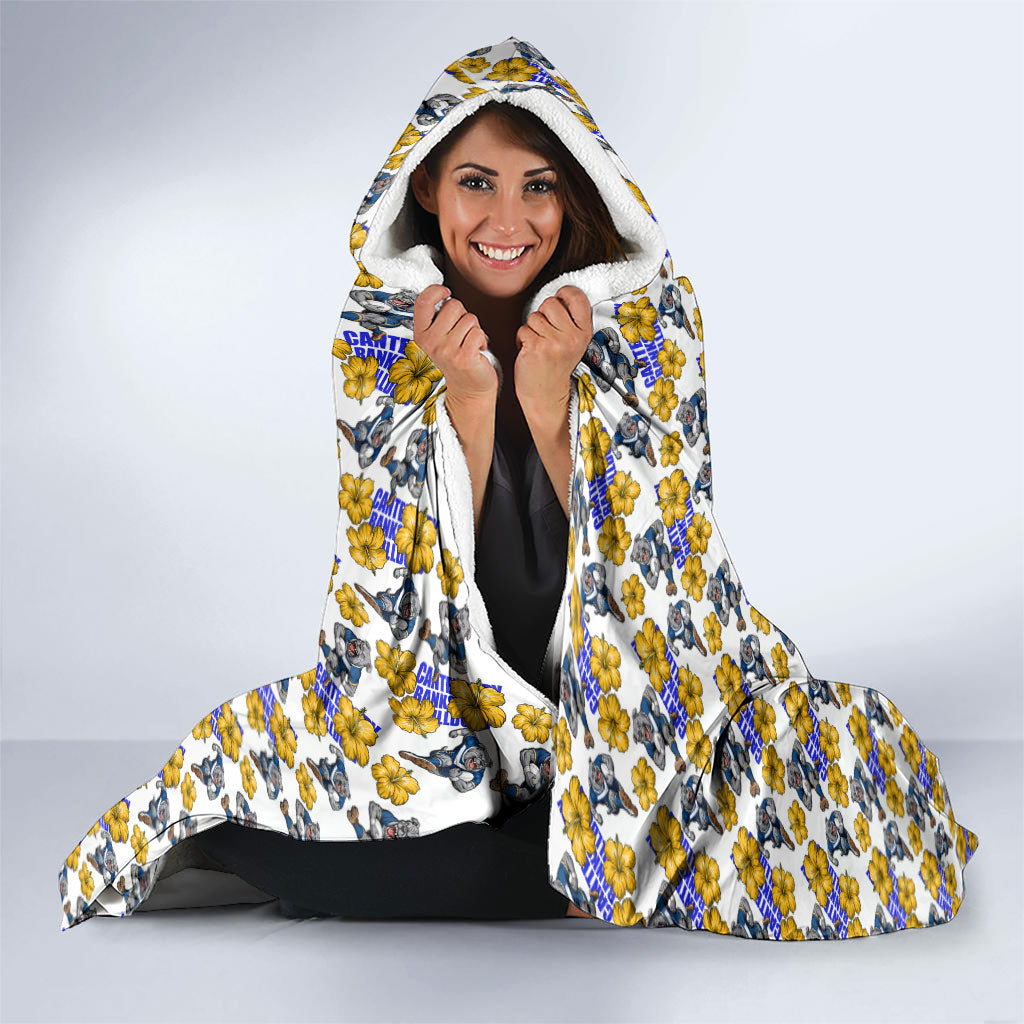Canterbury-Bankstown Bulldogs Hooded Blanket Tropical Hibiscus Floral Seamless Rugby Mascot