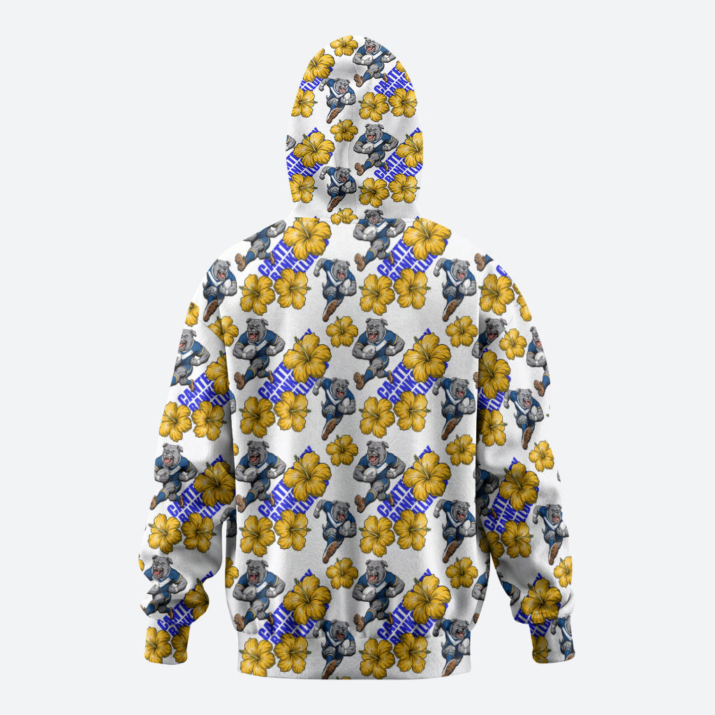 Canterbury-Bankstown Bulldogs Hoodie Tropical Hibiscus Floral Seamless Rugby Mascot