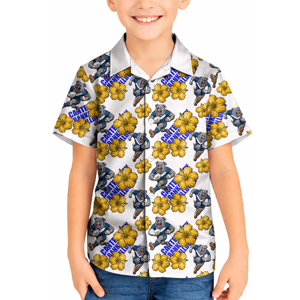 Canterbury-Bankstown Bulldogs Kid Hawaiian Shirt Tropical Hibiscus Floral Seamless Rugby Mascot