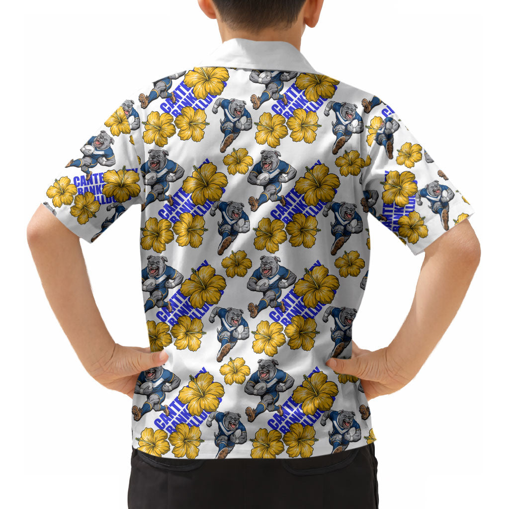 Canterbury-Bankstown Bulldogs Kid Hawaiian Shirt Tropical Hibiscus Floral Seamless Rugby Mascot