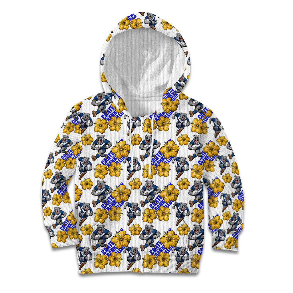 Canterbury-Bankstown Bulldogs Kid Hoodie Tropical Hibiscus Floral Seamless Rugby Mascot