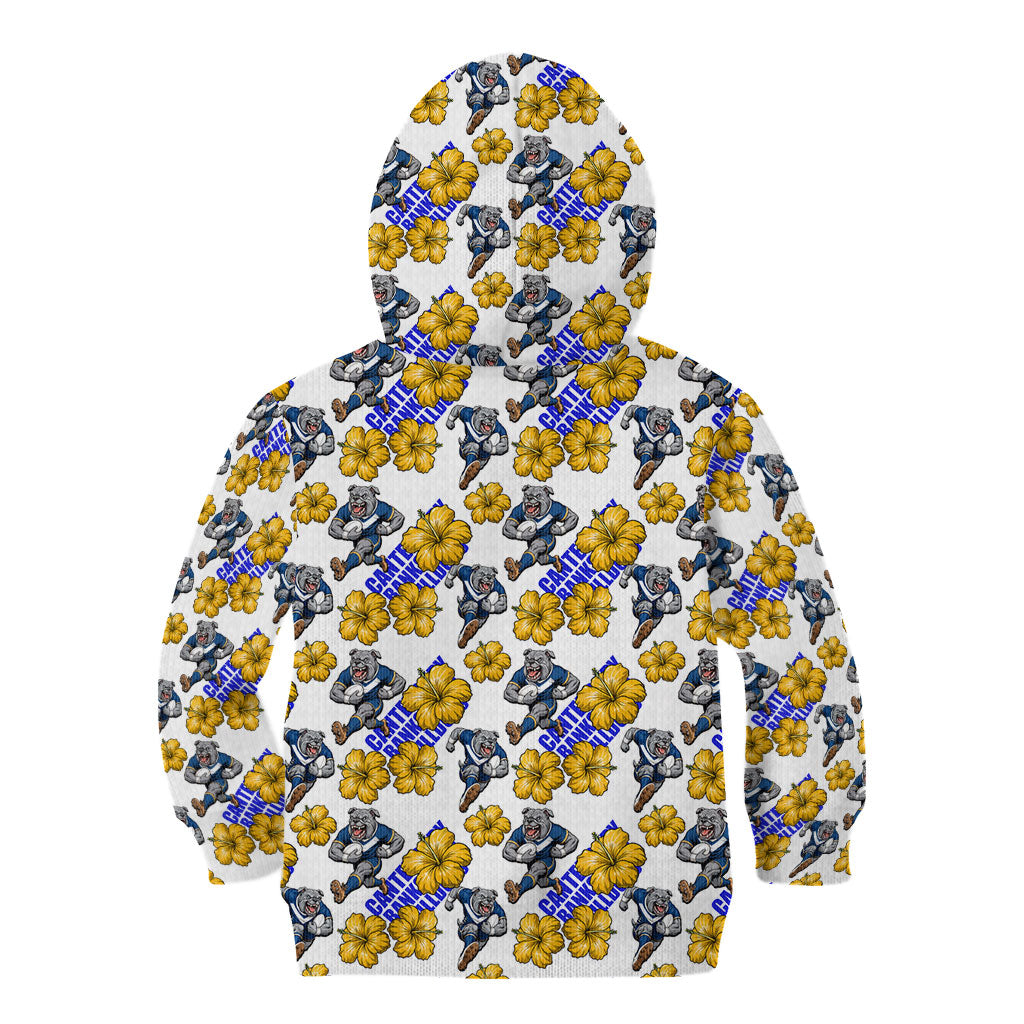 Canterbury-Bankstown Bulldogs Kid Hoodie Tropical Hibiscus Floral Seamless Rugby Mascot