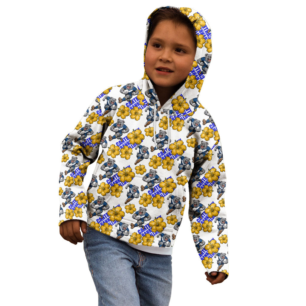 Canterbury-Bankstown Bulldogs Kid Hoodie Tropical Hibiscus Floral Seamless Rugby Mascot