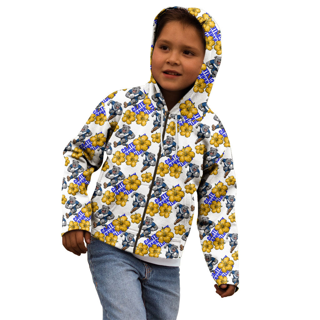 Canterbury-Bankstown Bulldogs Kid Hoodie Tropical Hibiscus Floral Seamless Rugby Mascot