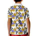 Canterbury-Bankstown Bulldogs Kid Polo Shirt Tropical Hibiscus Floral Seamless Rugby Mascot