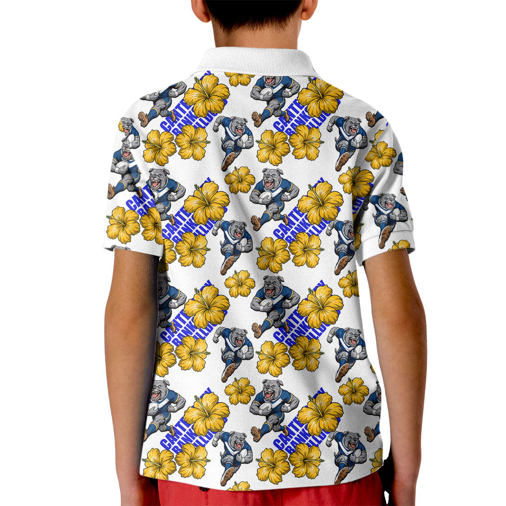 Canterbury-Bankstown Bulldogs Kid Polo Shirt Tropical Hibiscus Floral Seamless Rugby Mascot