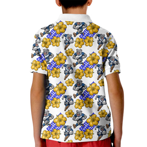 Canterbury-Bankstown Bulldogs Kid Polo Shirt Tropical Hibiscus Floral Seamless Rugby Mascot