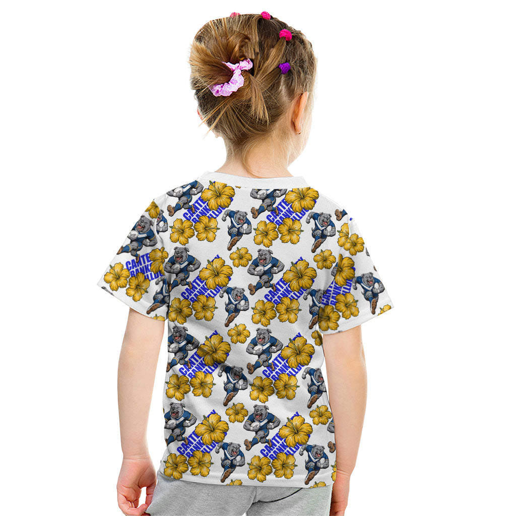 Canterbury-Bankstown Bulldogs Kid T Shirt Tropical Hibiscus Floral Seamless Rugby Mascot