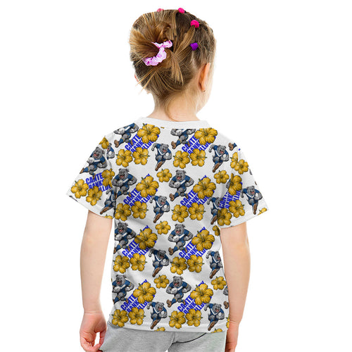 Canterbury-Bankstown Bulldogs Kid T Shirt Tropical Hibiscus Floral Seamless Rugby Mascot