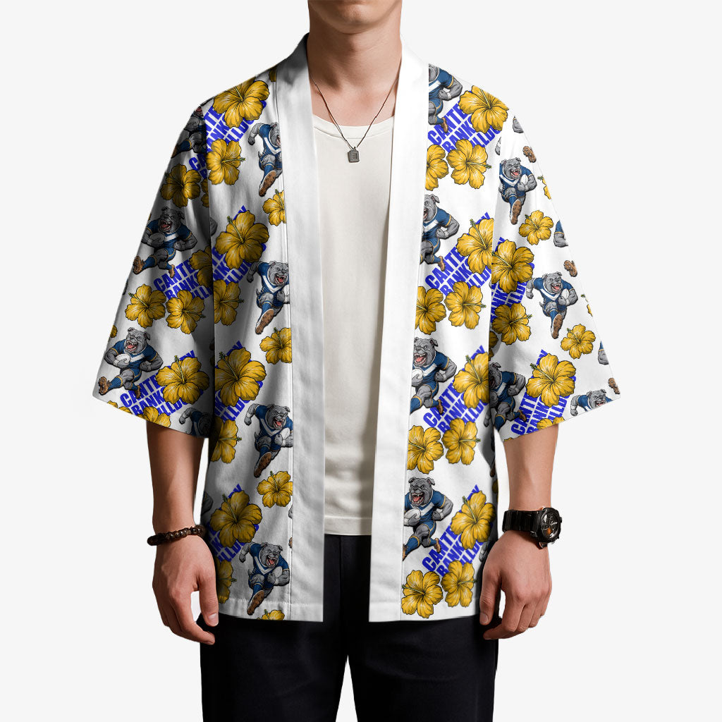 Canterbury-Bankstown Bulldogs Kimono Tropical Hibiscus Floral Seamless Rugby Mascot
