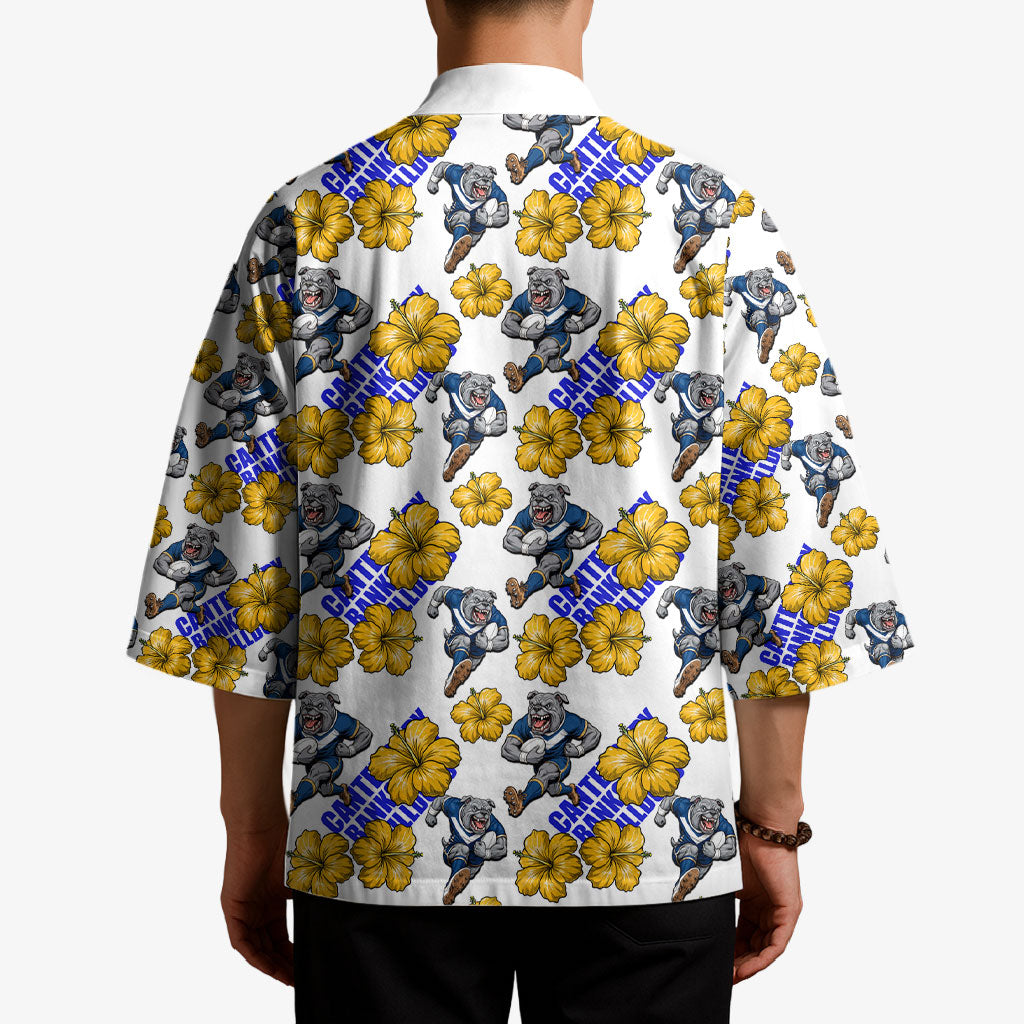 Canterbury-Bankstown Bulldogs Kimono Tropical Hibiscus Floral Seamless Rugby Mascot