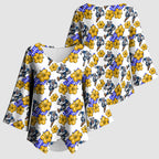 Canterbury-Bankstown Bulldogs Kimono Sleeve Blouse Tropical Hibiscus Floral Seamless Rugby Mascot