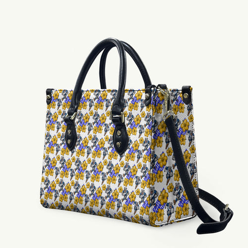 Canterbury-Bankstown Bulldogs Leather Bag Tropical Hibiscus Floral Seamless Rugby Mascot