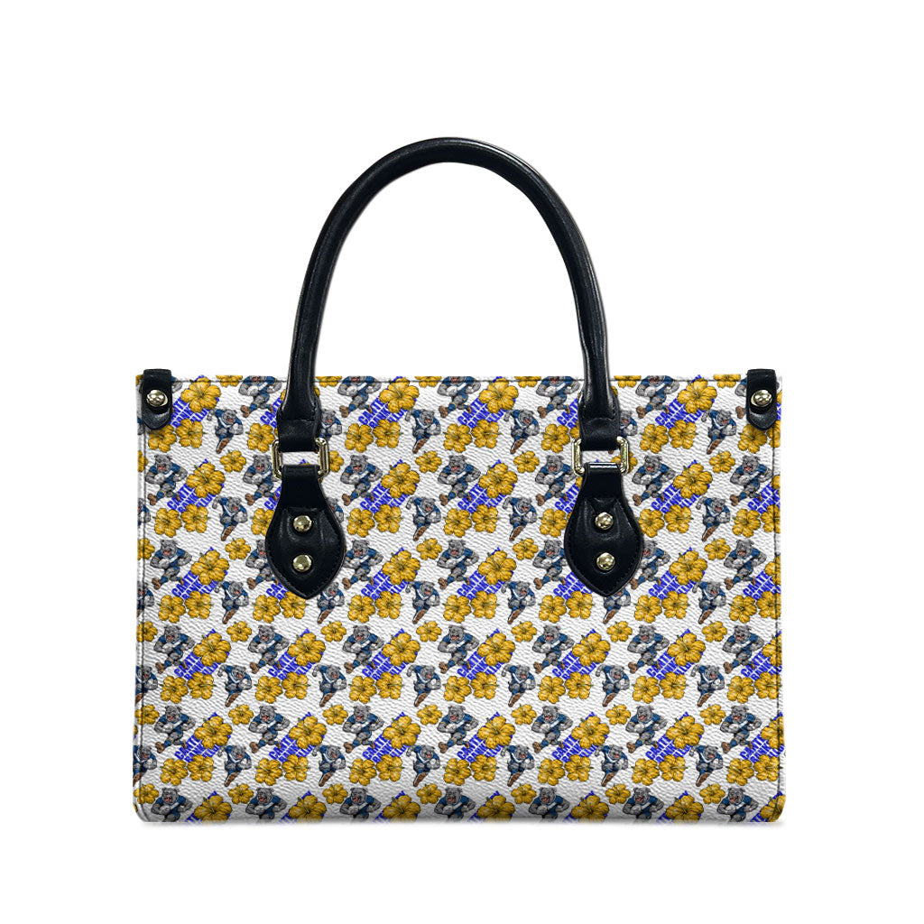Canterbury-Bankstown Bulldogs Leather Bag Tropical Hibiscus Floral Seamless Rugby Mascot