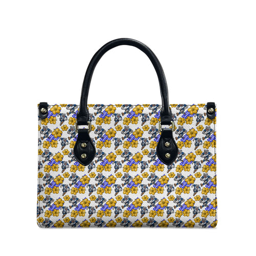 Canterbury-Bankstown Bulldogs Leather Bag Tropical Hibiscus Floral Seamless Rugby Mascot
