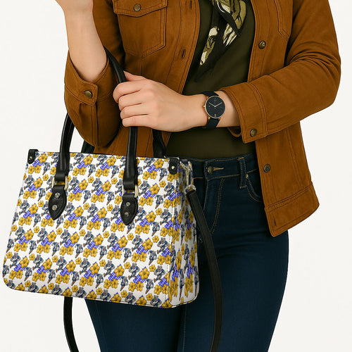 Canterbury-Bankstown Bulldogs Leather Bag Tropical Hibiscus Floral Seamless Rugby Mascot