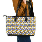 Canterbury-Bankstown Bulldogs Leather Tote Bag Tropical Hibiscus Floral Seamless Rugby Mascot