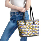 Canterbury-Bankstown Bulldogs Leather Tote Bag Tropical Hibiscus Floral Seamless Rugby Mascot